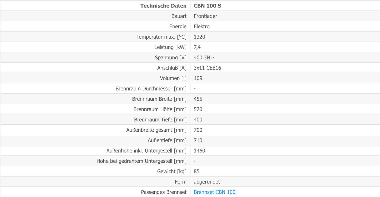 Kittec CBN-100-S-Techn-Daten