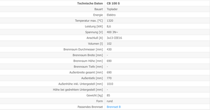 Kittec CB 100 S Techn Daten