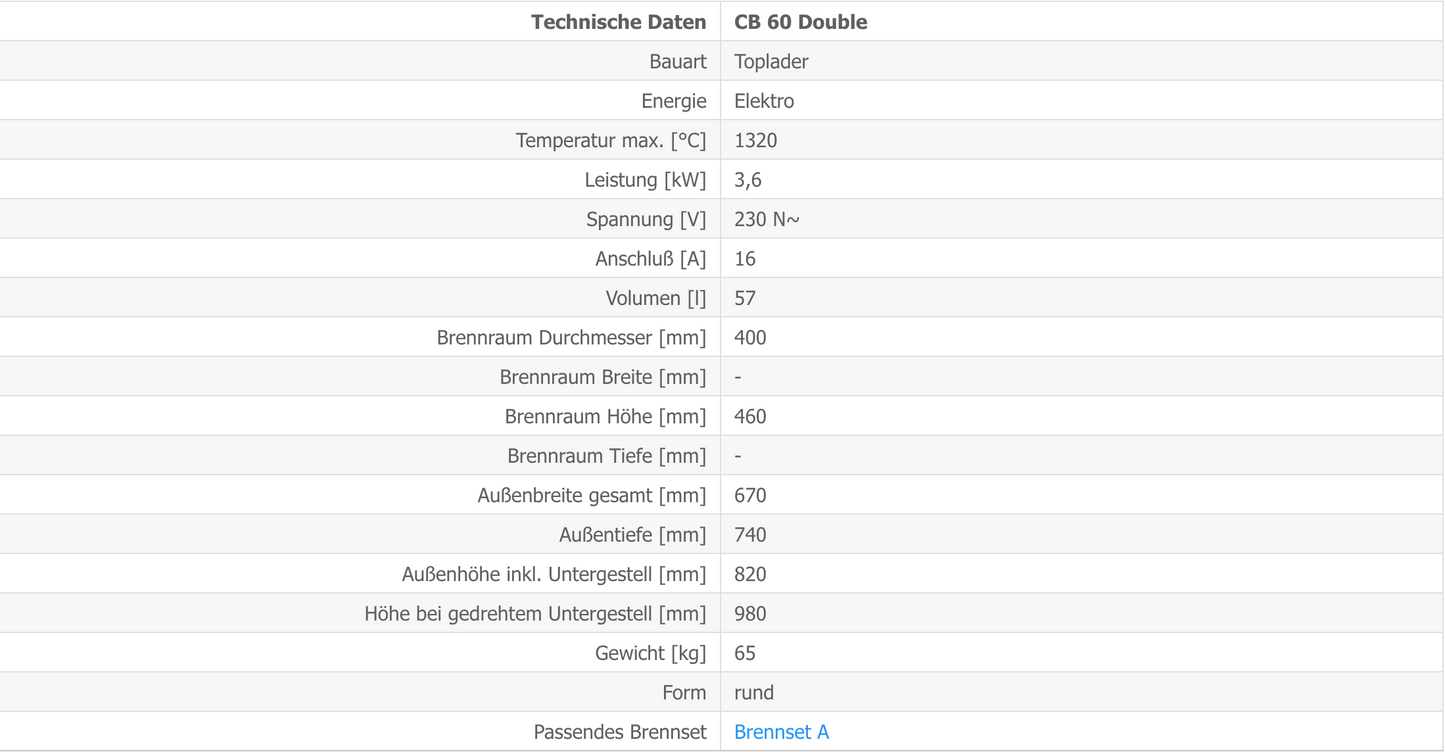 Kittec CB 60 Double Techn Daten