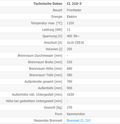 Kittec CL 210 Techn Daten
