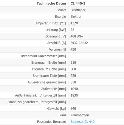 Kittec CL 440 Techn Daten